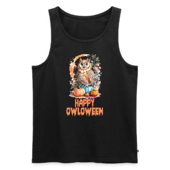 Owl Owl Funny Happy Owloween Owl Lover - Men's Premium Organic Tank Top - black - Front - Michal (187cm)