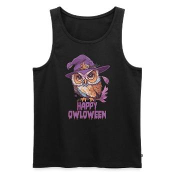Owl Owl Funny Happy Owloween Owl Lover - Men's Premium Organic Tank Top - black - Front - Michal (187cm)