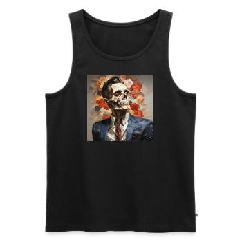 Douleur rugueuse d’une peinture humaine à faible polypoly - Débardeur bio Premium Homme - noir - Devant - AI Model Male 178 light (178cm)