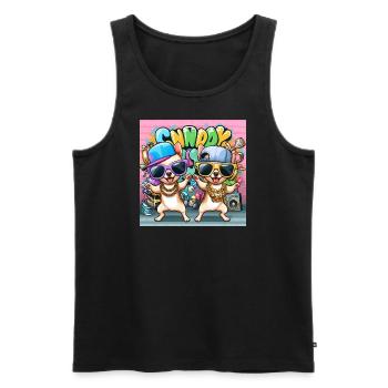 Hip Hop Chihuahuas Candy Style Sonnenbrille Comic - Männer Premium Bio Tank Top - Schwarz - Vorne - Michal (187cm)