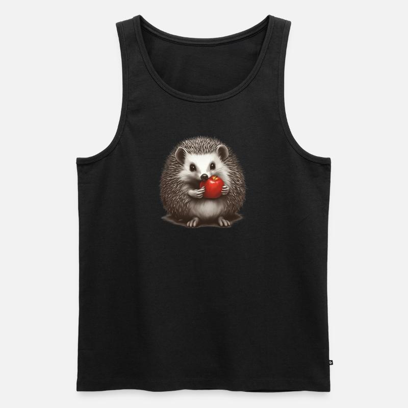Igel mit Apfel 1 - Männer Premium Bio Tank Top - Schwarz