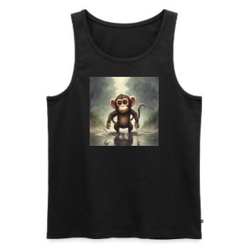 Kleiner Affe im Regen - Männer Premium Bio Tank Top - Schwarz - Vorne - Michal (187cm)