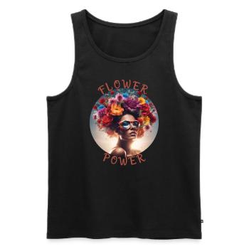 Flower Power Femme avec des fleurs - Débardeur bio Premium Homme - noir - Devant - AI Model Male 178 light (178cm)