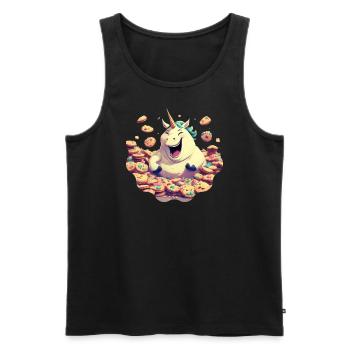 Dickes Einhorn feiert Keksparty - Männer Premium Bio Tank Top - Schwarz - Vorne - Michal (187cm)