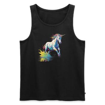 Einhorn in Farbpalette - Männer Premium Bio Tank Top - Schwarz - Vorne - AI Model Male 178 light (178cm)