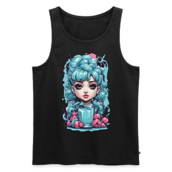 Style gothique kawaii myrtille Milkshake Anime - Débardeur bio Premium Homme - noir - Devant - AI Model Male 178 light (178cm)