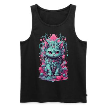 Gothique Pastel chat Halloween démon chaton - Débardeur bio Premium Homme - noir - Devant - AI Model Male 178 light (178cm)