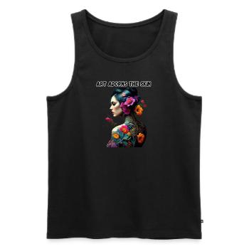 L’art orne la peau - Tattoo Kunst ziert die Haut - Débardeur bio Premium Homme - noir - Devant - Michal (187cm)