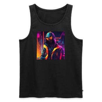 Futuristischer Mann - Männer Premium Bio Tank Top - Schwarz - Vorne - AI Model Male 178 light (178cm)