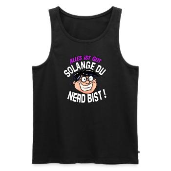 Alles ist gut solange du Nerd bist Lila Blau - Männer Premium Bio Tank Top - Schwarz - Vorne - AI Model Male 178 light (178cm)