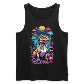 Psychedelic Mushroom Dino Aesthetic Festival Design - Men's Premium Organic Tank Top - black - Front - AI Model Male 178 light (178cm)