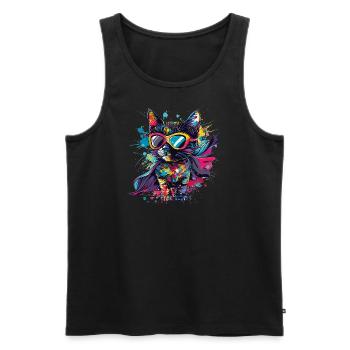 Superhelden Kätzchen - Männer Premium Bio Tank Top - Schwarz - Vorne - Michal (187cm)