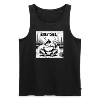 Greetsiel - Kapitän Krabbe - Urlaubskrabbe - Männer Premium Bio Tank Top - Schwarz - Vorne - Michal (187cm)