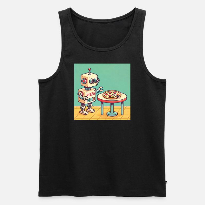 Pizza-Bot - Männer Premium Bio Tank Top - Schwarz