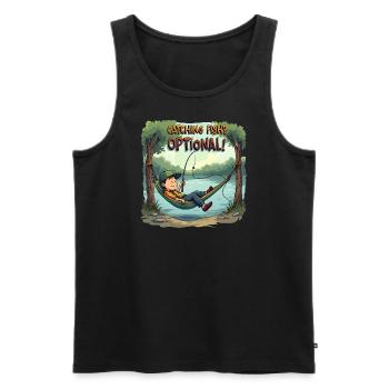 Attraper du poisson ? Optionnel! Chemise de pêche pêcheur - Débardeur bio Premium Homme - noir - Devant - Michal (187cm)