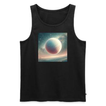 Pastellplanet im Weltraum - Männer Premium Bio Tank Top - Schwarz - Vorne - Michal (187cm)