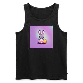 Grauer Hase und bunte Ostereier - Männer Premium Bio Tank Top - Schwarz - Vorne - Michal (187cm)