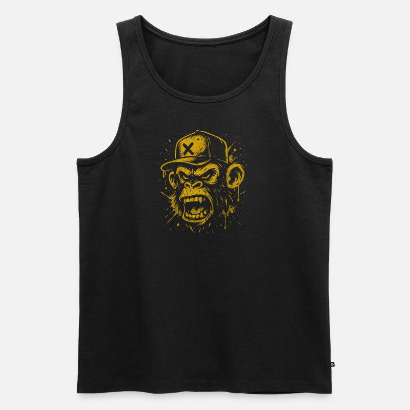 brüllender Affe - Männer Premium Bio Tank Top - Schwarz