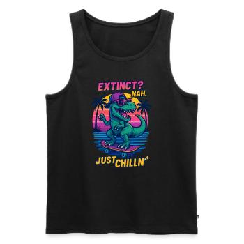 Extinct? Nah. Just Chillin’. – Lustiger Skateboard - Männer Premium Bio Tank Top - Schwarz - Vorne - AI Model Male 178 light (178cm)