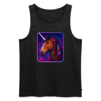 Ardennes unicorn with copper fur and neon - Men's Premium Organic Tank Top - black - Front - AI Model Male 178 light (178cm)