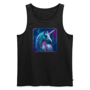Holstein unicorn in neon style and cyber vibes - Men's Premium Organic Tank Top - black - Front - AI Model Male 178 light (178cm)