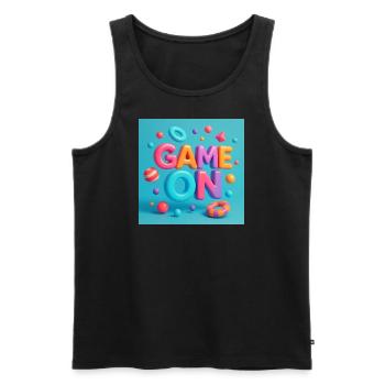 Game on - Männer Premium Bio Tank Top - Schwarz - Vorne - AI Model Male 178 light (178cm)