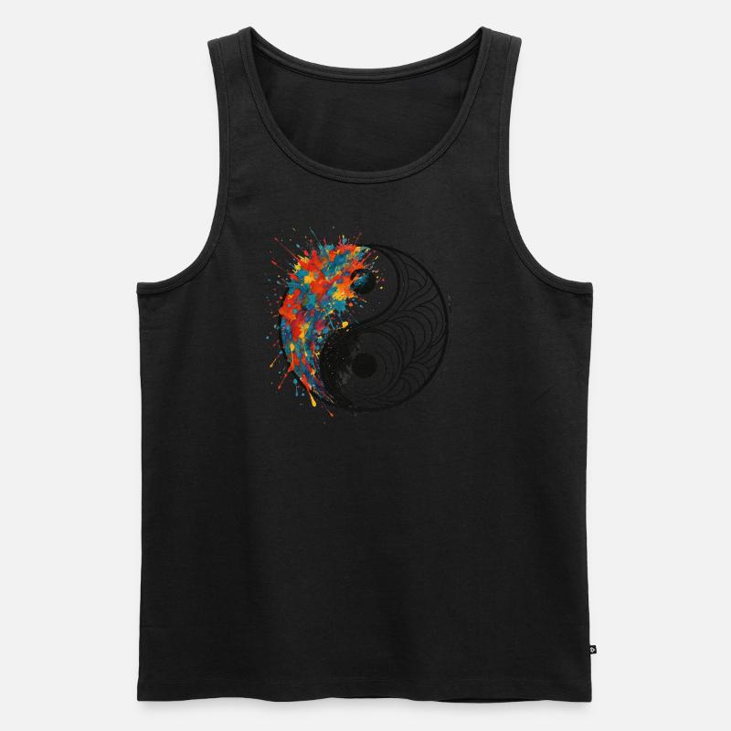 Yin-Yang Splash mit schwarzem Hintergrund - Männer Premium Bio Tank Top - Schwarz