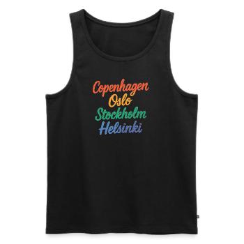 Copenhagen – Oslo – Stockholm – Helsinki - Männer Premium Bio Tank Top - Schwarz - Vorne - Michal (187cm)