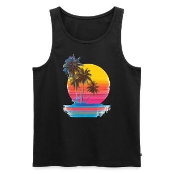 80s retro sunset - Männer Premium Bio Tank Top - Schwarz - Vorne - Michal (187cm)
