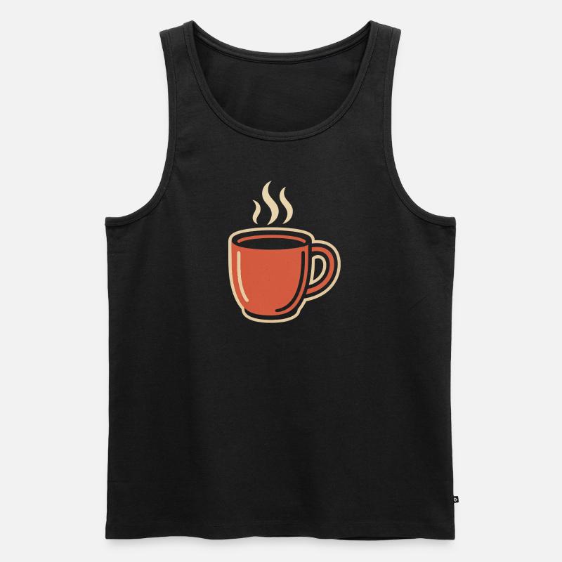 Kaffeetasse mit Dampf - Männer Premium Bio Tank Top - Schwarz