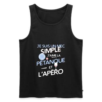 Pétanque - un mec simple - Débardeur bio Premium Homme - noir - Devant - Michal (187cm)
