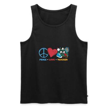 Vintage Peace Love Professeur d’éducation physique Une forme physique - Débardeur bio Premium Homme - noir - Devant - AI Model Male 178 light (178cm)