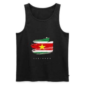 Suriname surinamische Flagge Wasserfarben - Männer Premium Bio Tank Top - Schwarz - Vorne - AI Model Male 178 light (178cm)