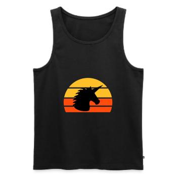 Unicorn in front of a half-sun - Men's Premium Organic Tank Top - black - Front - AI Model Male 178 light (178cm)