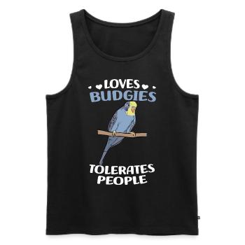 Budgerigar Gifts | Pet Bird Lovers - Men's Premium Organic Tank Top - black - Front - AI Model Male 178 light (178cm)