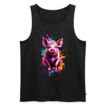 Pig Cool Pig In Colorful and Cool Design - Men's Premium Organic Tank Top - black - Front - AI Model Male 178 light (178cm)