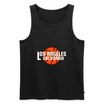 Los Angeles, Californie, basket-ball en arrière-plan - Débardeur bio Premium Homme - noir - Devant - Michal (187cm)