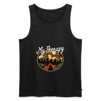 My Therapy Camping Camping Nature Wilderness - Men's Premium Organic Tank Top - black - Front - Michal (187cm)