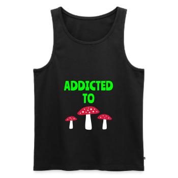 Addicted to fly agarics (three fly agarics) - Men's Premium Organic Tank Top - black - Front - AI Model Male 178 light (178cm)