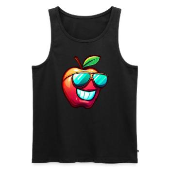 Cooler Apfel mit Sonnenbrille – Fröhliches - Männer Premium Bio Tank Top - Schwarz - Vorne - AI Model Male 178 light (178cm)