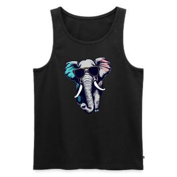Cool Elephant - Elephant with sunglasses - Men's Premium Organic Tank Top - black - Front - AI Model Male 178 light (178cm)