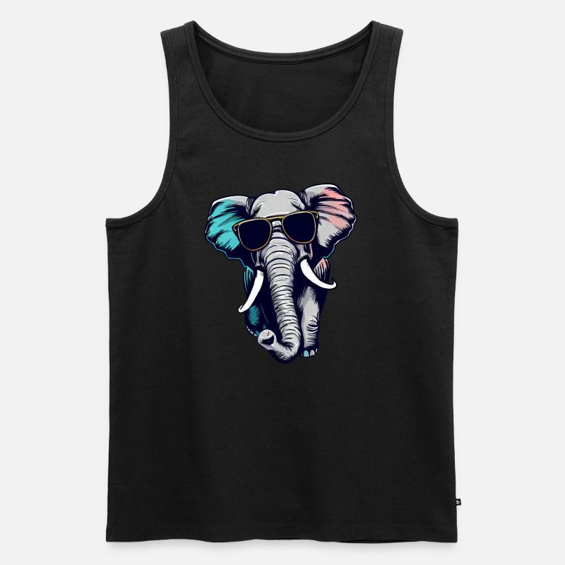 Cool Elefant - Elefant mit Sonnenbrille - Männer Premium Bio Tank Top - Schwarz