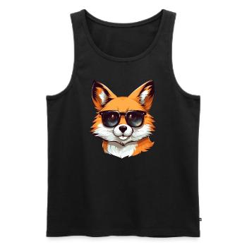 Cooler Rotfuchs: Sonnenbrillen-Stil - Männer Premium Bio Tank Top - Schwarz - Vorne - AI Model Male 178 light (178cm)