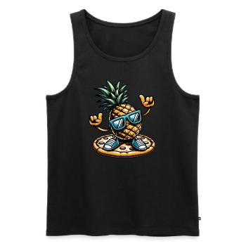 Cool Pineapple Pizza - Men's Premium Organic Tank Top - black - Front - AI Model Male 178 light (178cm)