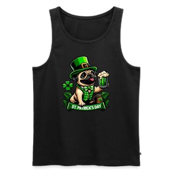 Cute cartoon pug St. Patrick's Day dog with - Men's Premium Organic Tank Top - black - Front - Michal (187cm)