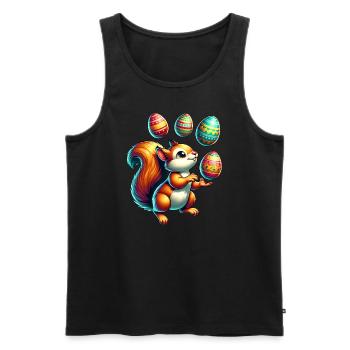 Süßes Eichhörnchen Jongliert Ostereier Comic - Männer Premium Bio Tank Top - Schwarz - Vorne - AI Model Male 178 light (178cm)