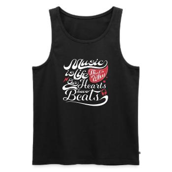 Phrase inspirante Musique Graphique, Cadeau Origin - Débardeur bio Premium Homme - noir - Devant - AI Model Male 178 light (178cm)