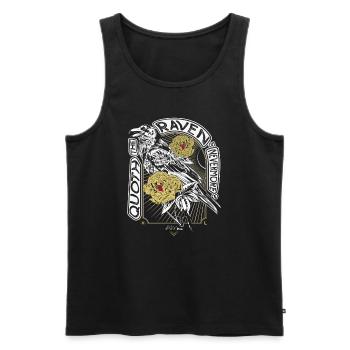 Rabe und Pfingstrosen - Edgar Allan Poe Zitat - Männer Premium Bio Tank Top - Schwarz - Vorne - AI Model Male 178 light (178cm)