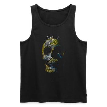 Visuell für Radfahrer - Totenkopf und Haken - Männer Premium Bio Tank Top - Schwarz - Vorne - AI Model Male 178 light (178cm)