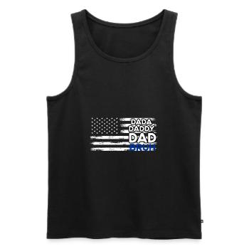 Drôle de dicton drapeau américain Dada - Débardeur bio Premium Homme - noir - Devant - AI Model Male 178 light (178cm)